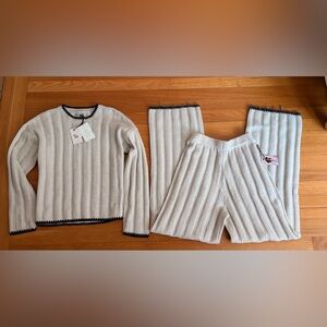 Sincerely Jules Women’s Loungewear Set - White with Black Trim